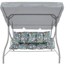 Poduszki ogrodowe 150cm na huśtawkę, komplet z jaśkami, niebieski wzór kwiatowy.