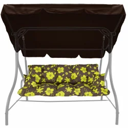 Poduszka na huśtawkę ogrodową, rozmiar 150cm, wzór w żółte kwiaty. Posiada daszek, idealna do ogrodu.