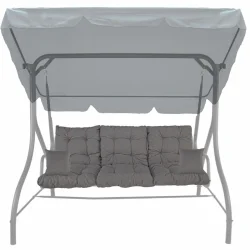Poduszka na huśtawkę ogrodową 150cm z jaśkami, szara. Idealna do ogrodu na lato.