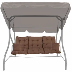 Poduszka na huśtawkę ogrodową 150cm z jaśkami, brązowa.