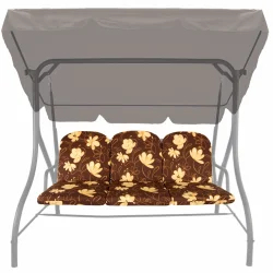 Poduszki na huśtawkę ogrodową 150cm w kwiatowy wzór. Komplet w brązowych odcieniach.