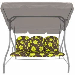 Poducha na huśtawkę ogrodową, rozmiar 150cm, wzór kwiatowy zielono-brązowy.