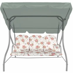 Poduszka ogrodowa 150cm na huśtawkę z jaśkami, wzór kwiatowy. Idealna do ogrodu lub na taras.