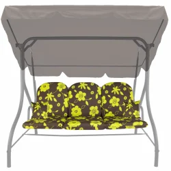 Poduszka z jaśkami na huśtawkę ogrodową, kwiatowy wzór w odcieniach brązu i żółci.