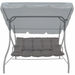 Poduszki ogrodowe 180cm na huśtawkę, kompletne z jaśkami, szare.