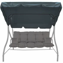 Poduszka na huśtawkę ogrodową 150cm, z jaśkami i daszkiem. Szara, idealna na taras.