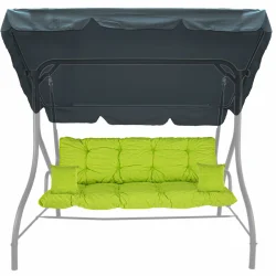 Poduszki ogrodowe na huśtawkę w limonkowym kolorze, z jaśkami i daszkiem. Idealne do ogrodu.