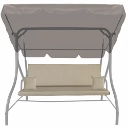 Poduszki na huśtawkę ogrodową, rozmiar 150 cm. Zestaw poduszka z jaśkami w kolorze beżowym.