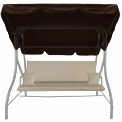 Poduszki na huśtawkę z daszkiem, beżowe. Zestaw zawiera dwie poduszki i daszek, idealny do ogrodu.