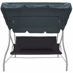 Poduszki ogrodowe 150cm na huśtawkę, kolor antracyt, pojedyncza poduszka z jaśkami i daszkiem.