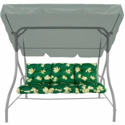 Poduszka ogrodowa na huśtawkę, rozmiar 150cm, zielona z kwiatowym wzorem.