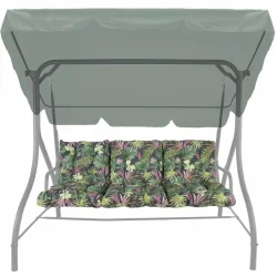 Poduszka na huśtawkę 150cm do ogrodu, wzór liście tropikalne.