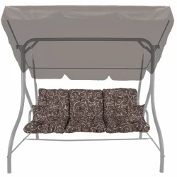 Poduszki ogrodowe 150cm na huśtawkę, brązowe z jasnym wzorem, w zestawie z jaśkami.