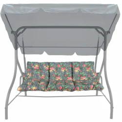 Poduszki ogrodowe na huśtawkę 150cm, komplet z jaśkami, kwiatowy wzór na ciemnym tle.