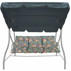 Poduszki na huśtawkę ogrodową z jaśkami i daszkiem, kwiatowy wzór. Idealne do ogrodu.