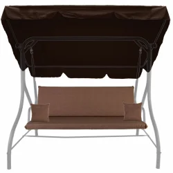 Poduszka ogrodowa 150cm na huśtawkę, w zestawie z jaśkami i daszkiem, brązowa.