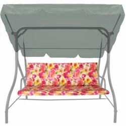 Poduszka 150cm na huśtawkę ogrodową z kwiatowym wzorem, kolorowe kwiaty.