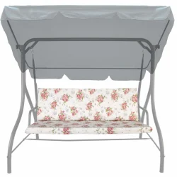 Poduszka na huśtawkę ogrodową 150cm, wzór kwiatowy, w kolorach biało-różowych.