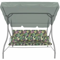 Poduszka na huśtawkę ogrodową 150 cm w tropikalny wzór, z jaśkami. Odpowiednia do ogrodu lub na taras.