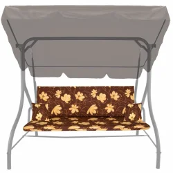 Poduszki ogrodowe 150cm na huśtawkę z jaśkami, brązowo-żółty wzór kwiatowy.