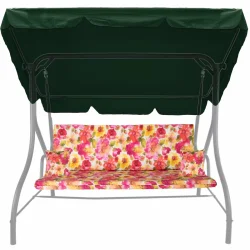Poduszka ogrodowa 150cm na huśtawkę z jaśkami, kwiatowy wzór, kolorowe.
