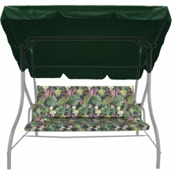 Poduszki na huśtawkę z daszkiem, rozmiar 150cm, wzór liście w tropikalnych kolorach. Idealne do ogrodu.