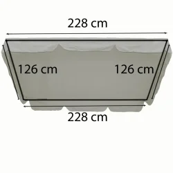 Daszek na huśtawkę ogrodową w kolorze szarym. Prostokątny kształt, wymiary 228 cm x 126 cm.