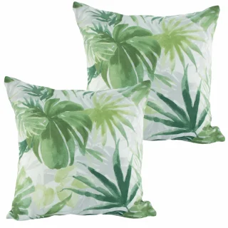 Zestaw jaśków dekoracyjnych na kanapę, w zielone liście.