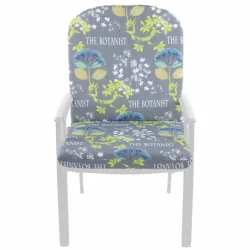 Poduszka na fotel do ogrodu, pojedyńcza sztuka, szaro-zielona z motywem roślinnym.
