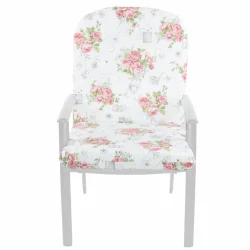 Poduszka na fotel 50cm, na taras, pojedyncza sztuka, kolor biały z różowymi kwiatami.