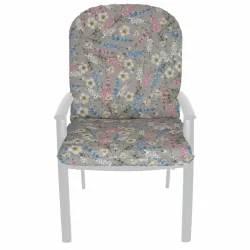 Poduszka na fotel ogrodowy z motywem kwiatowym, w odcieniach różu, niebieskiego i białego. Pojedyncza sztuka.