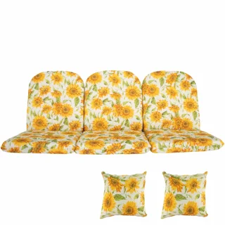 Poduszki ogrodowe 180cm na ławkę z jaśkami, wzór słoneczniki. Idealne do ogrodu lub na taras.