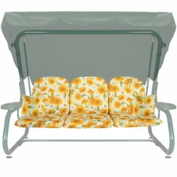 Poduszki na huśtawkę ogrodową z jaśkami, wzór słoneczników, rozmiar 180 cm.