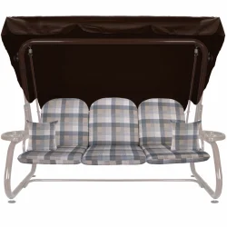 Poduszki na huśtawkę w kratkę z jaśkami i daszkiem, rozmiar 180cm, do ogrodu.