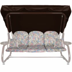Poduszki ogrodowe na huśtawkę z jaśkami i daszkiem, wzór kwiatowy.