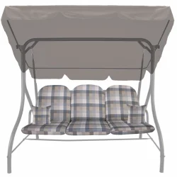 Poduszki ogrodowe 150cm na huśtawkę z daszkiem, w kratkę, komplet z jaśkami.