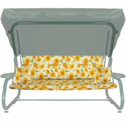 Poducha ogrodowa 180cm w słoneczniki, na huśtawkę. Komplet z jaśkami.