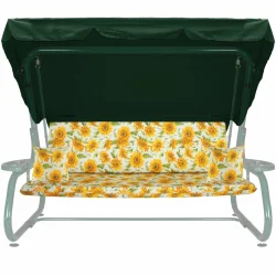 Poduszki ogrodowe 180cm na huśtawkę, z jaśkami i daszkiem, wzór w słoneczniki.