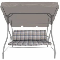 Poduszka ogrodowa 150cm na huśtawkę, kratka w odcieniach szarości i beżu.