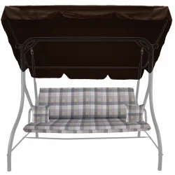 Poduszka na huśtawkę 150cm do ogrodu, w kratkę, z jaśkami i daszkiem.