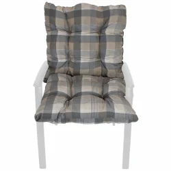 Poduszka na fotel ogrodowy, pojedyńcza sztuka, w szaro-beżową kratę.