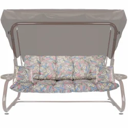 Poduszka na huśtawkę ogrodową 180cm, z jaśkami, kwiatowy wzór. Idealna do użytku na tarasie lub w ogrodzie.