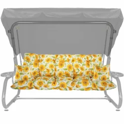 Poduszki ogrodowe 180cm na huśtawkę, komplet z jaśkami, wzór słoneczniki.