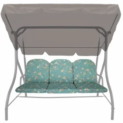 Poduszka na huśtawkę ogrodową 150cm. Zielona z kwiatowym wzorem.