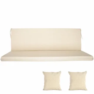 Poduszka kremowa 150cm na ławkę ogrodową z dwoma jaśkami, idealna na taras.