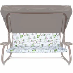 Poduszki na huśtawkę ogrodową, rozmiar 180 cm, wzór kwiatowy, kolor jasny.