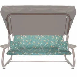 Poduszki ogrodowe na huśtawkę 180cm, zestaw z jaśkami, zielone z kwiatowym wzorem.