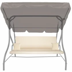 Poduszka ogrodowa 150cm na huśtawkę z daszkiem i jaśkami w beżowej kolorystyce. Idealna do ogrodu lub na taras.