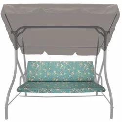 Poduszka 150cm na huśtawkę ogrodową, pojedyncza. Turkusowa z kwiatowym wzorem.