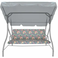 Poduszki ogrodowe 150cm na huśtawkę, kwiatowy wzór w kolorze niebieskim z różowymi akcentami. Komplet składający się z poduszek.